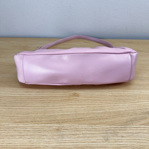 Vintage Y2K Leather Light Pink Pastel Small Shoulder Bag Rockabilly Bratz Trashy - Picture 4 of 13